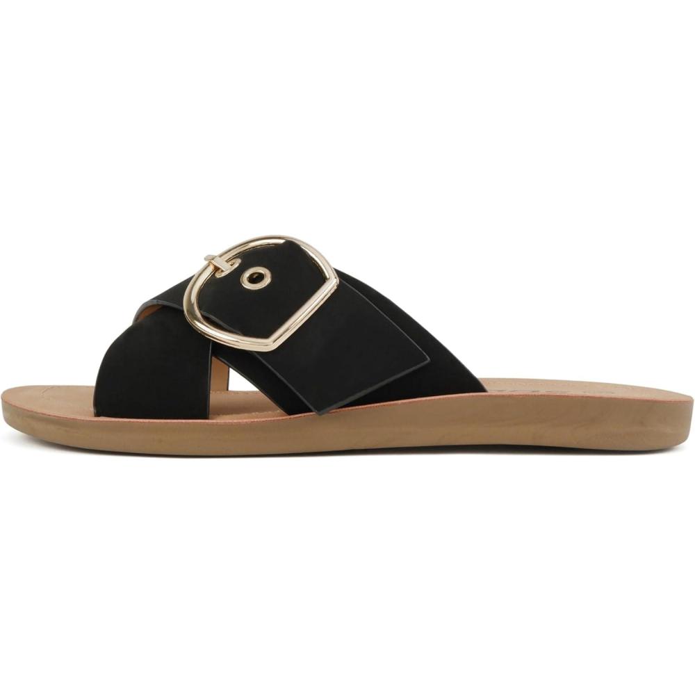 imageSoda GRAPHIC  Women Casual Comfort Crisscross Buckle Flip Flop Fashion Slide Flat Sandals
