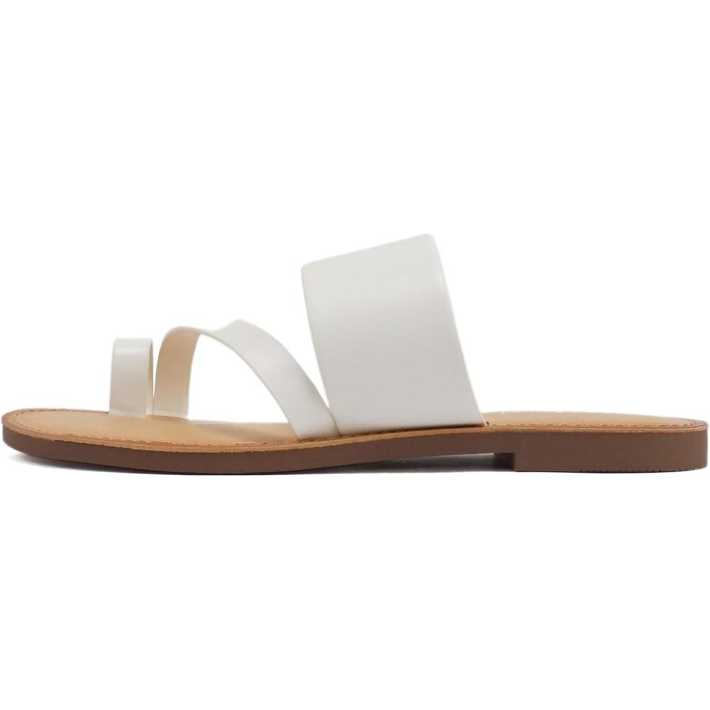 imageSoda Joan Womens Open Toe Slip On Flip Flop SandalsWhite