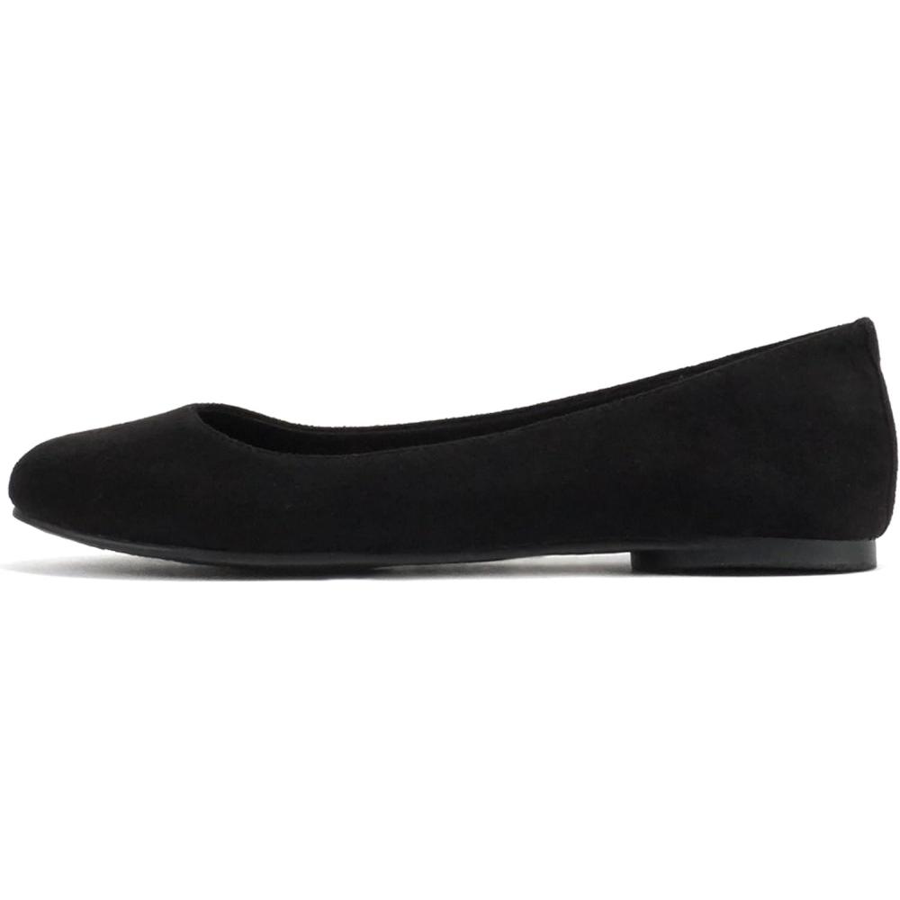 imageSoda Kreme Comfortable Basic Shoes Women Ballet Flat Round Toe Gel InsoleBlack Imitation Suede