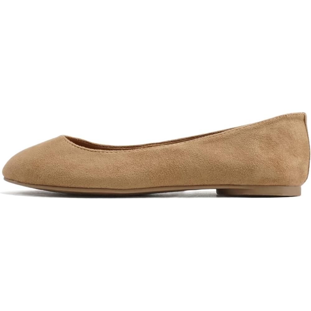 imageSoda Kreme Comfortable Basic Shoes Women Ballet Flat Round Toe Gel InsoleNatural Imitation Suede