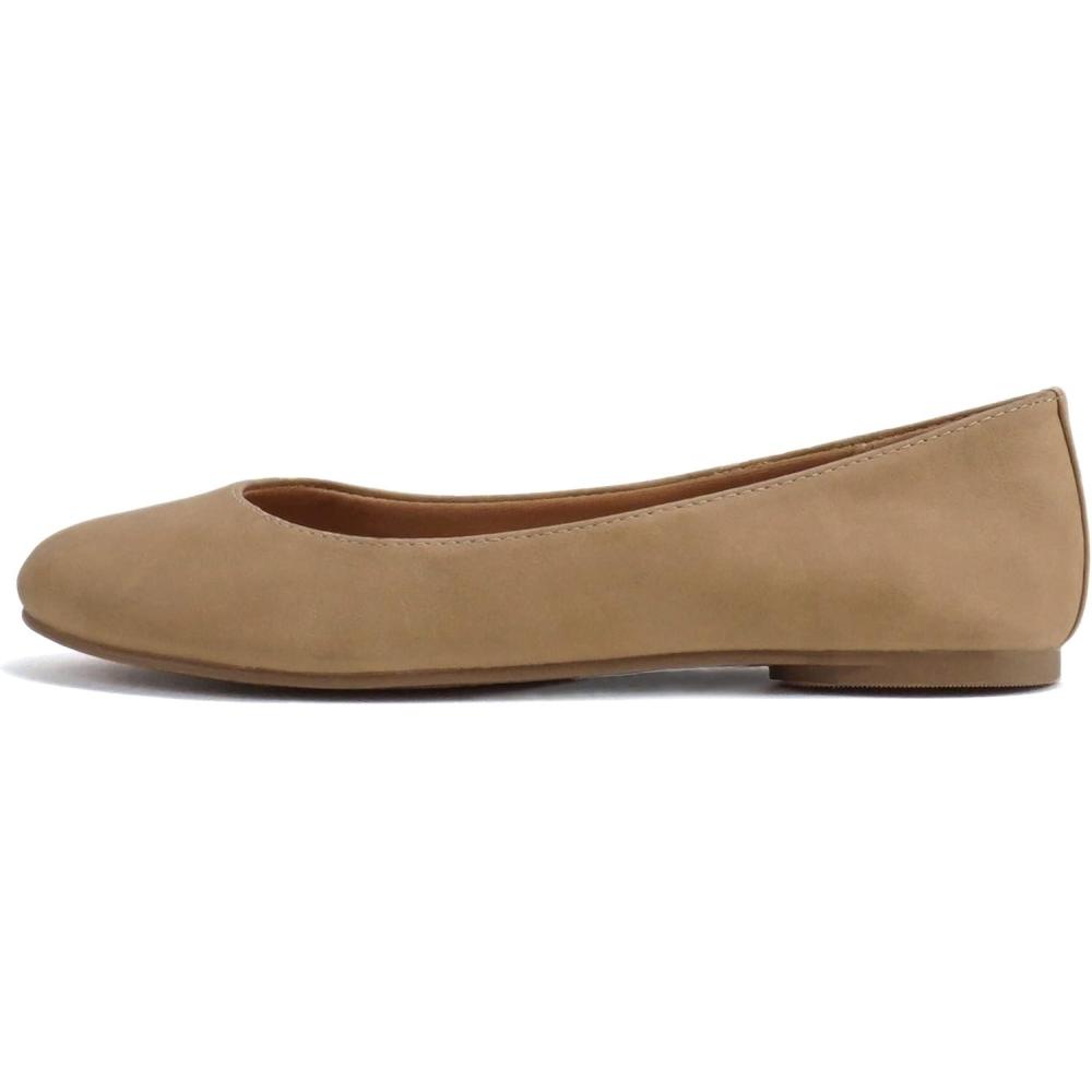 imageSoda Kreme Comfortable Basic Shoes Women Ballet Flat Round Toe Gel InsoleNatural Nubuck
