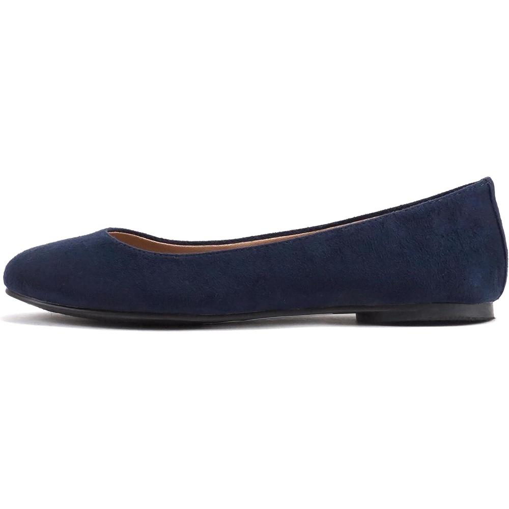 imageSoda Kreme Comfortable Basic Shoes Women Ballet Flat Round Toe Gel InsoleNavy Imitation Suede