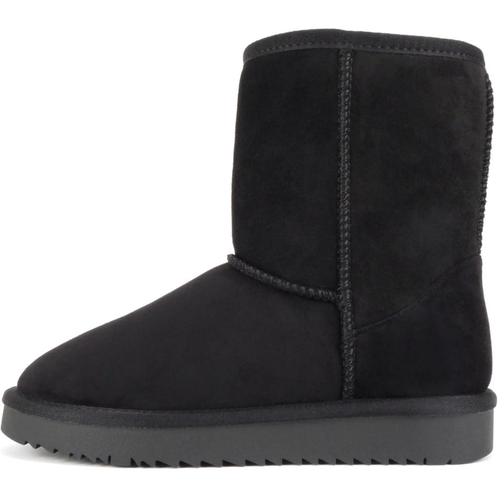 imageSoda Kuron  Women Round Toe Lug Sole Low Flatform Sherpalined Ankle BootBlack Imitation Suede