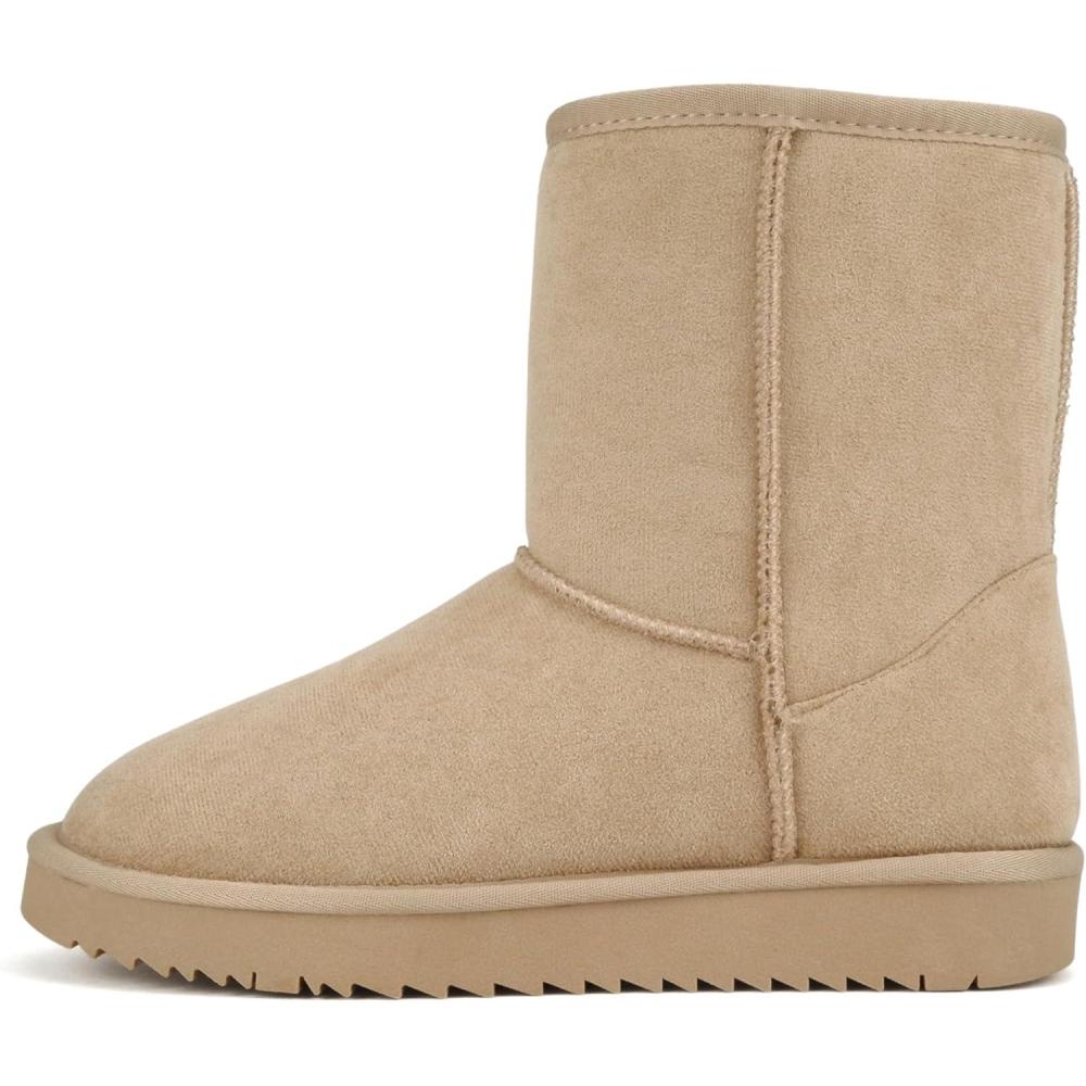 imageSoda Kuron  Women Round Toe Lug Sole Low Flatform Sherpalined Ankle BootOatmeal Imitation Suede