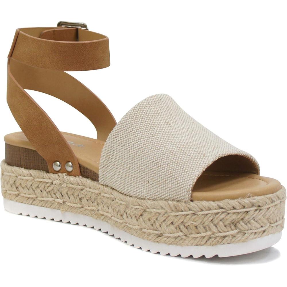 imageSoda Little KidsChildrenGirls TopicIIS Espadrille Flatform Wedge Open Toe SandalsBeige Tan