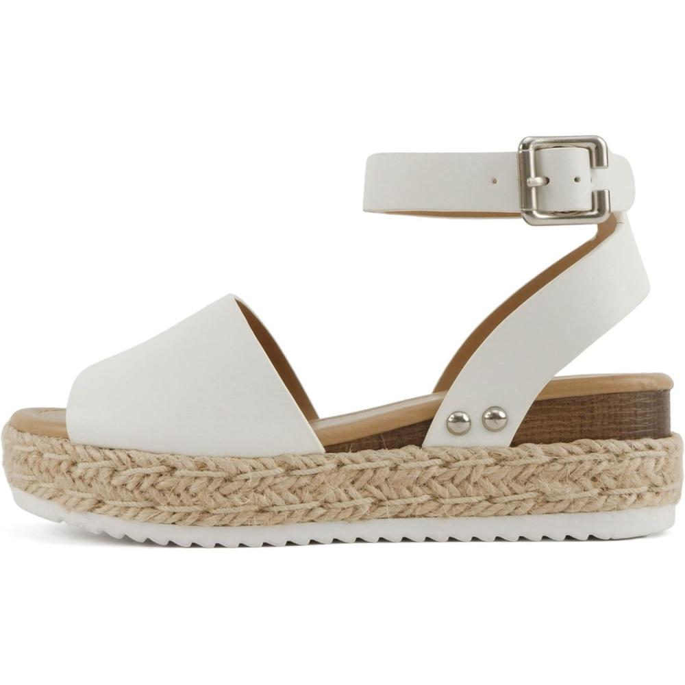 imageSoda Little KidsChildrenGirls TopicIIS Espadrille Flatform Wedge Open Toe SandalsOffwhite