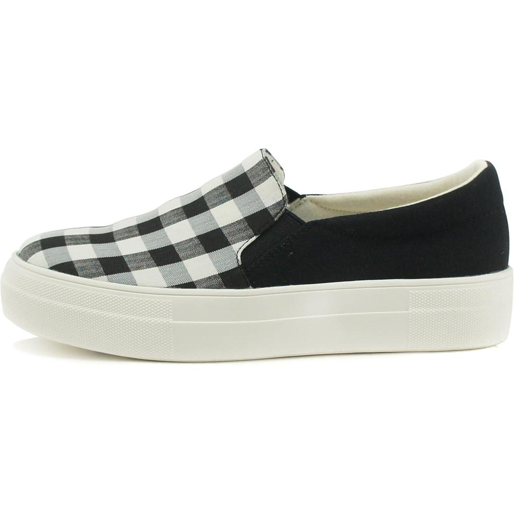 imageSoda TOPSHOE ave Hike Platform Slip On Sneaker wCushion FoamGingham Black