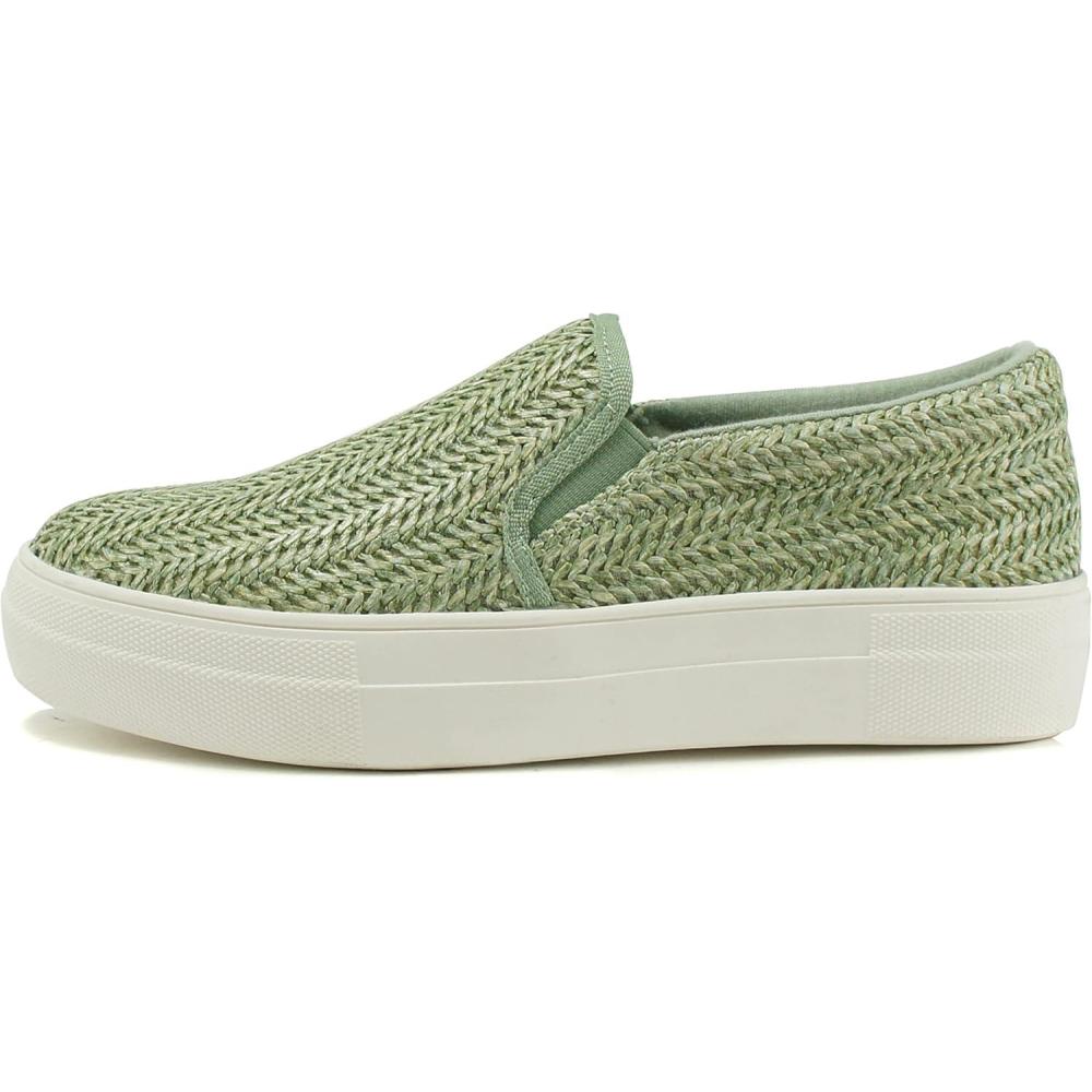 imageSoda TOPSHOE ave Hike Platform Slip On Sneaker wCushion FoamRaffia Sage