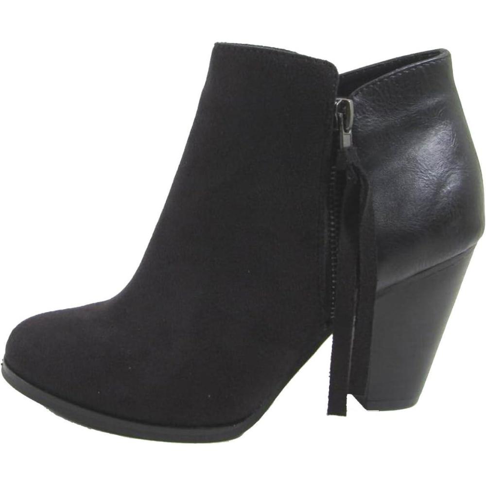 imageSoda Womens Ages Tassel Zip Chunky Heel BootieBlack