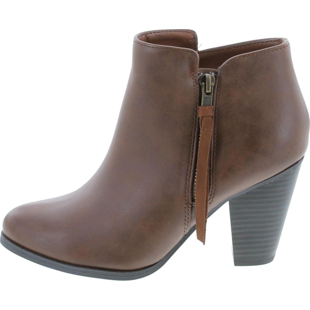 imageSoda Womens Ages Tassel Zip Chunky Heel BootieTan Pu