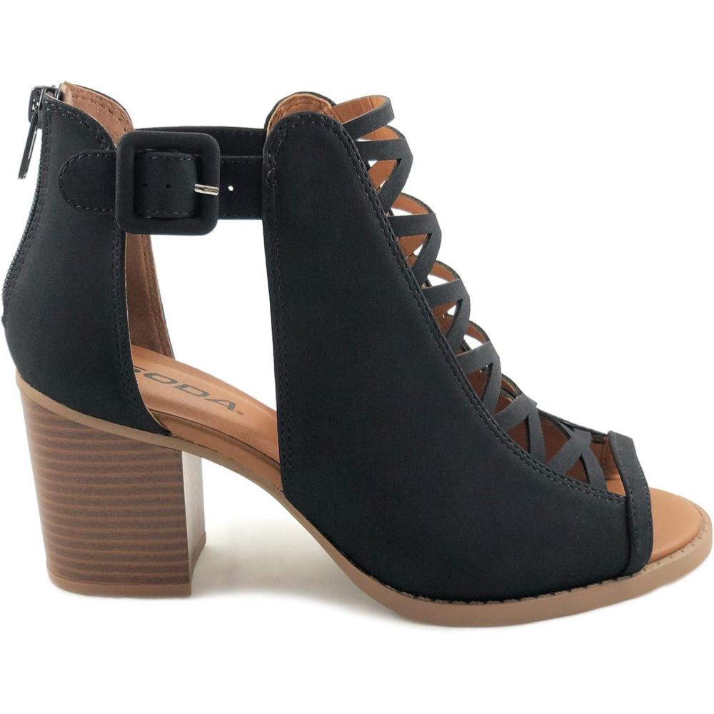 imageSoda Womens Fashion Aran Open Toe Heel SandalBlack