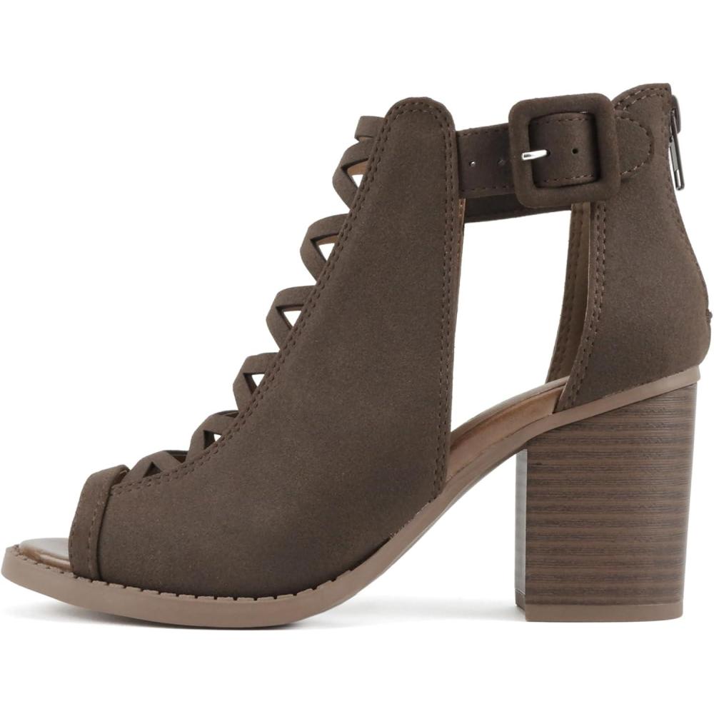 imageSoda Womens Fashion Aran Open Toe Heel SandalDark Brown Nubuck