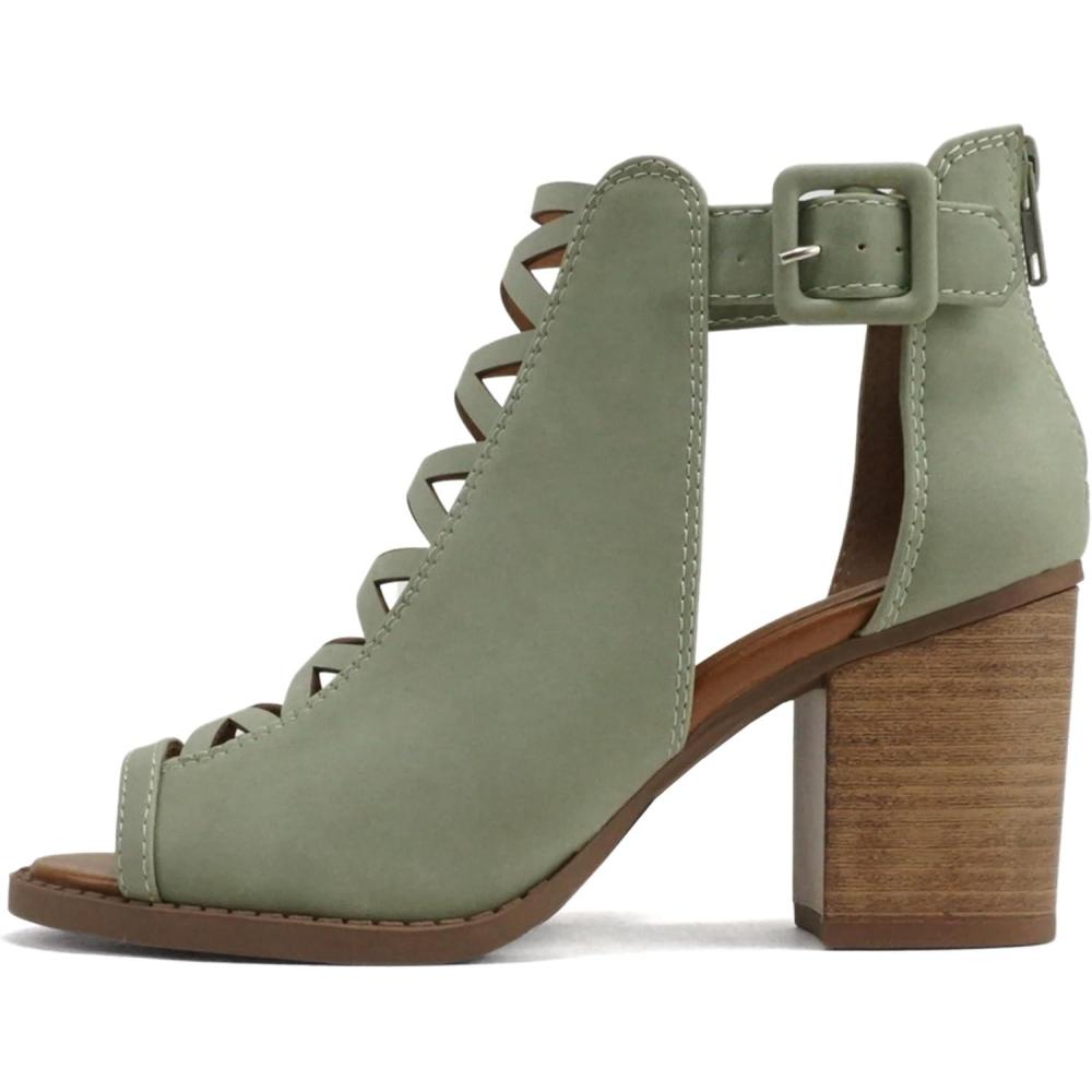 imageSoda Womens Fashion Aran Open Toe Heel SandalDark Sage Nbpu