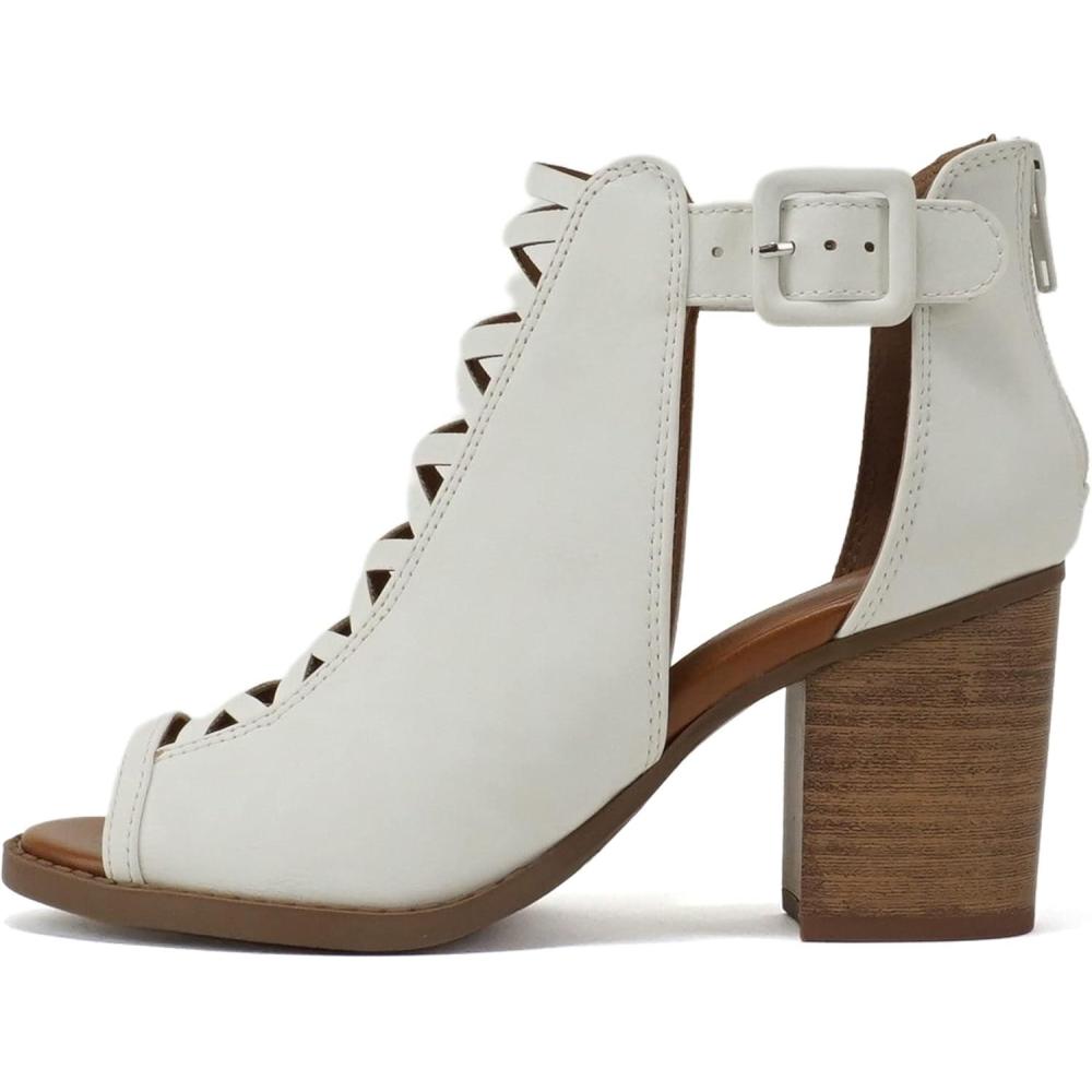 imageSoda Womens Fashion Aran Open Toe Heel SandalWhite Nubuck