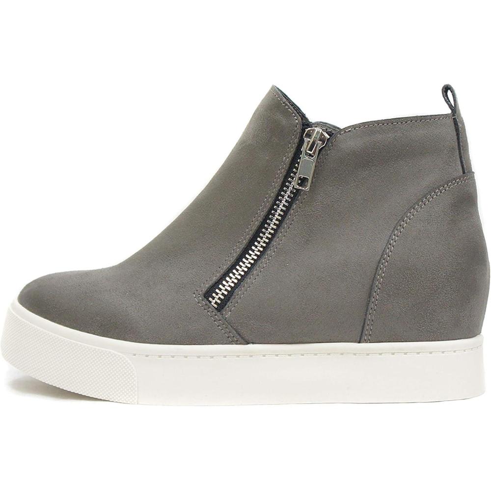 imageSoda Womens Taylor Nubuck Hight Top Slip On Fashion SneakersGrey