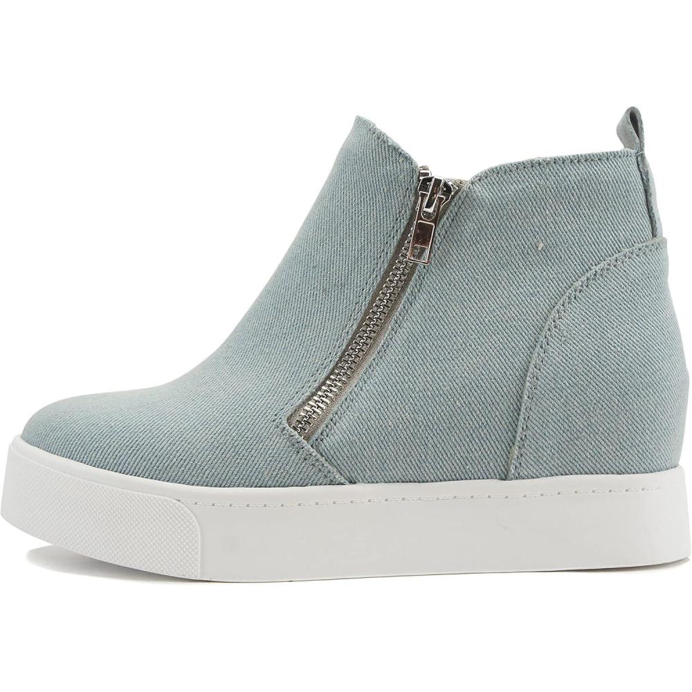 imageSoda Womens Taylor Nubuck Hight Top Slip On Fashion SneakersLtblue Denim