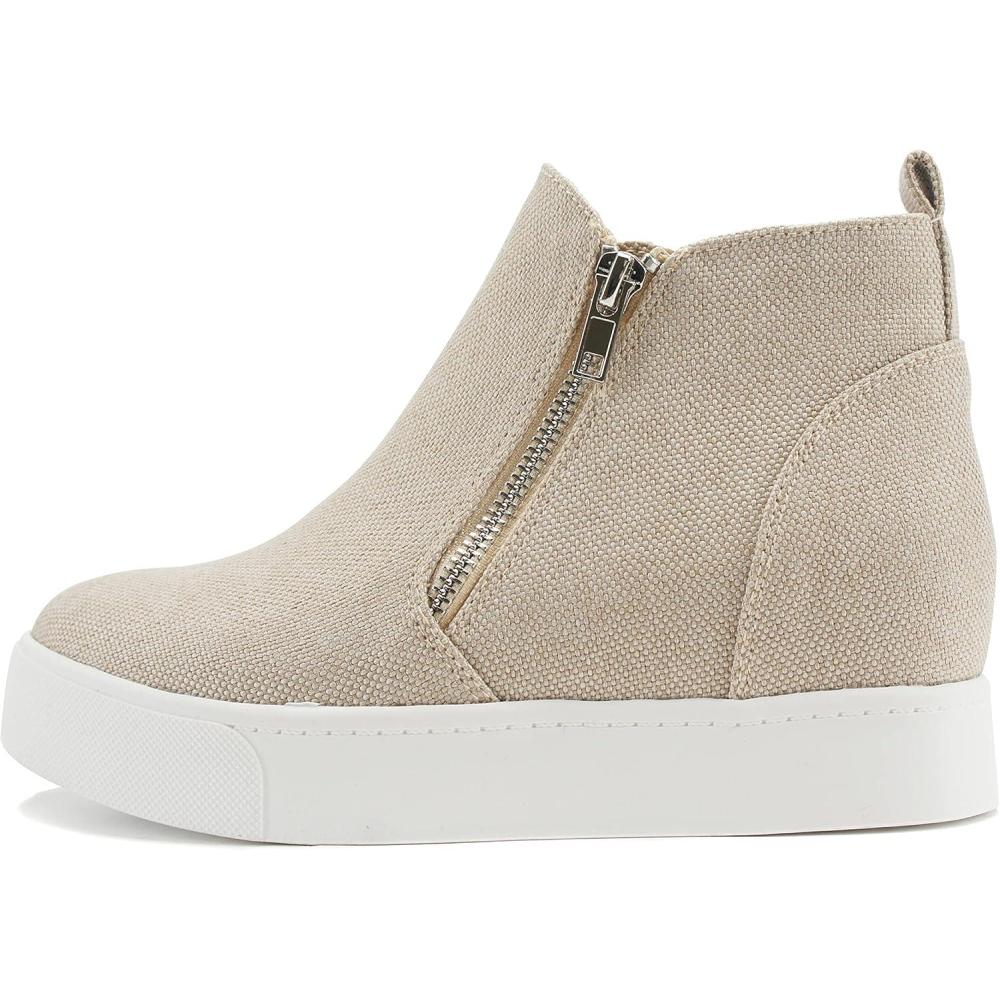 imageSoda Womens Taylor Nubuck Hight Top Slip On Fashion SneakersNatural Canvas