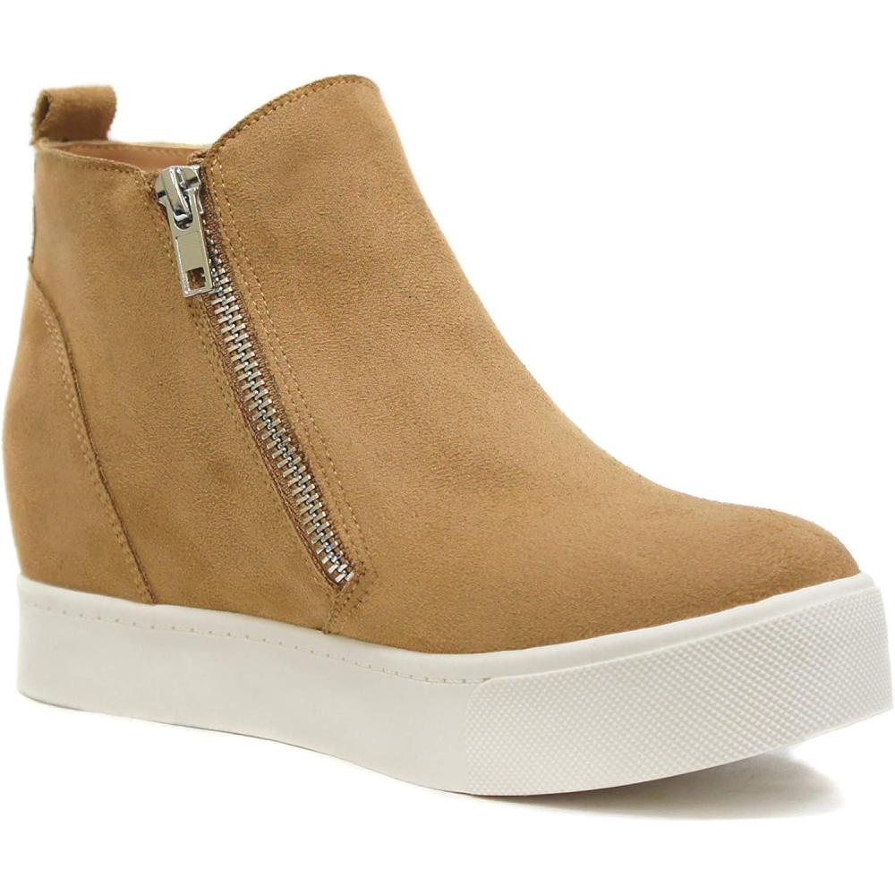 imageSoda Womens Taylor Nubuck Hight Top Slip On Fashion SneakersTan