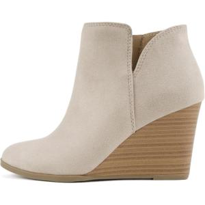 Soda Ability – Mid Ankle Bootie w/Split Shaft and Zipper Stacked Wedge Heel(Clay)
