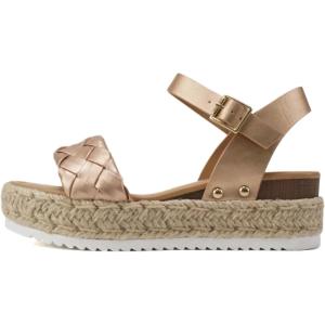 Soda CLIP ~ Women Open Toe Ankle Strap Platform Espadrille Sandal(Braided Penny)
