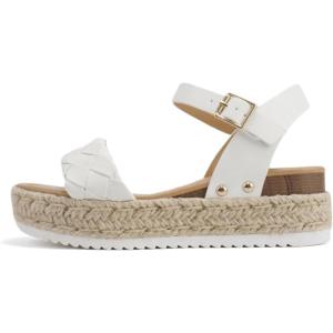 Soda CLIP ~ Women Open Toe Ankle Strap Platform Espadrille Sandal(Braided White)