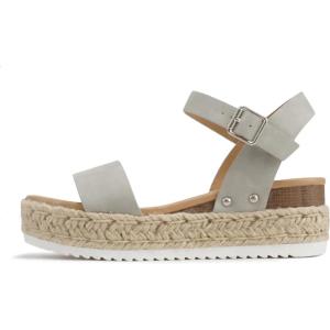 Soda CLIP ~ Women Open Toe Ankle Strap Platform Espadrille Sandal(Dove Grey)