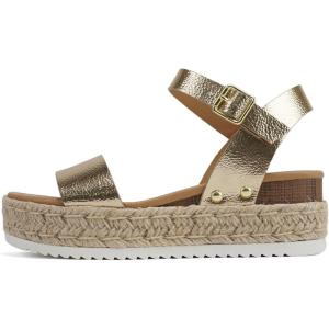 Soda CLIP ~ Women Open Toe Ankle Strap Platform Espadrille Sandal(Light Gold)