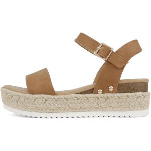 Soda CLIP ~ Women Open Toe Ankle Strap Platform Espadrille Sandal(Nbpu Tan)