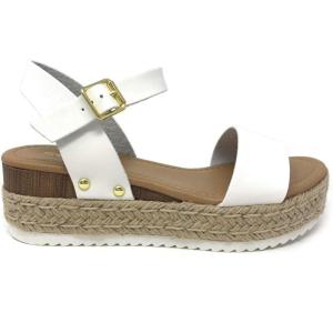 Soda CLIP ~ Women Open Toe Ankle Strap Platform Espadrille Sandal(Off-white)