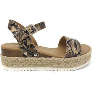 Soda CLIP ~ Women Open Toe Ankle Strap Platform Espadrille Sandal(Soda Clip Natural Python Alias)