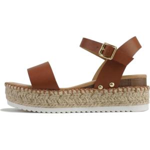 Soda CLIP ~ Women Open Toe Ankle Strap Platform Espadrille Sandal(Tan Pu (Whipped Stitch))