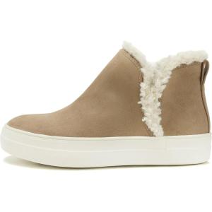 Soda Figure Women’s Faux Fur Trim Fashion High Top Slip On Sneaker Bootie(L-taupe)