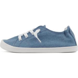 Soda Flat Women Shoes Linen Canvas Slip On Sneakers Lace Up Style Loafers Zig-S(Blue Denim)