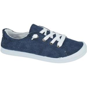 Soda Flat Women Shoes Linen Canvas Slip On Sneakers Lace Up Style Loafers Zig-S(Navy)