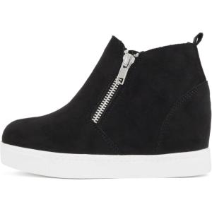 Soda Kids/Children/Girls Taylor-2 Hidden Wedge Booties Fashion Sneaker Shoes Side Zipper(Black Imit Suede)