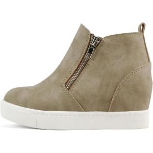 Soda Kids/Children/Girls Taylor-2 Hidden Wedge Booties Fashion Sneaker Shoes Side Zipper(Taupe Nbpu)