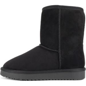 Soda “Kuron” ~ Women Round Toe Lug Sole Low Flatform Sherpa-lined Ankle Boot(Black Imitation Suede)