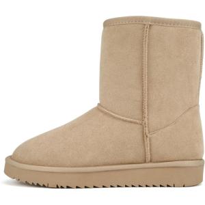 Soda “Kuron” ~ Women Round Toe Lug Sole Low Flatform Sherpa-lined Ankle Boot(Oatmeal Imitation Suede)