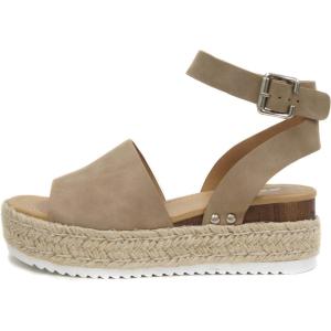 Soda Little Kids/Children/Girls Topic-IIS Espadrille Flatform Wedge Open Toe Sandals(Dk-nat)