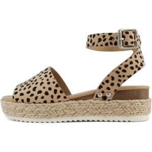 Soda Little Kids/Children/Girls Topic-IIS Espadrille Flatform Wedge Open Toe Sandals(Leopard)