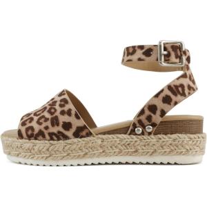 Soda Little Kids/Children/Girls Topic-IIS Espadrille Flatform Wedge Open Toe Sandals(Oat Cheetah)