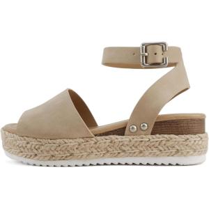 Soda Little Kids/Children/Girls Topic-IIS Espadrille Flatform Wedge Open Toe Sandals(Taupe Nubuck)