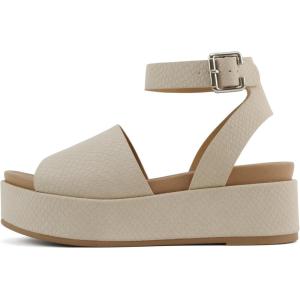 Soda “Magic” ~ Women Round Toe Single Band Platform Sandal with Adjustable Ankle Strap(Nude Cobra)