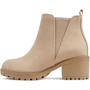 Soda “ORIGAMI-2” ~ Little Kids/Children/Girls Lug Sole Low Heel Elastic Gore Side Zipper Fashion Ankle Boot
