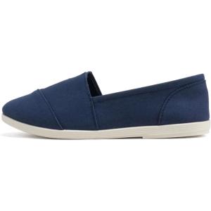 Soda Shoes Women’s Obji Round Toe Casual Flat with Padded Insole(Navy Cotton)