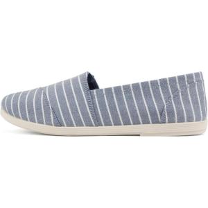 Soda Shoes Women’s Obji Round Toe Casual Flat with Padded Insole(Navy Stripe)