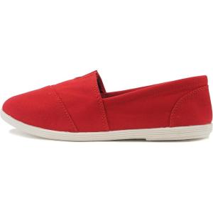 Soda Shoes Women’s Obji Round Toe Casual Flat with Padded Insole(Red)