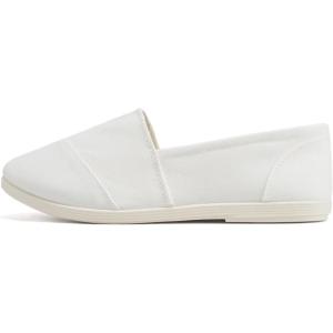 Soda Shoes Women’s Obji Round Toe Casual Flat with Padded Insole(White Obji)