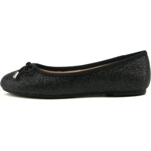 Soda Toast-2 Kids/Children/Girls Fashion Classic Sparkly Glitter Mary Jane Flat Rounded Ballet Shoes(Black Glitter)