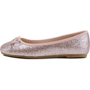 Soda Toast-2 Kids/Children/Girls Fashion Classic Sparkly Glitter Mary Jane Flat Rounded Ballet Shoes(Pink Glitter)
